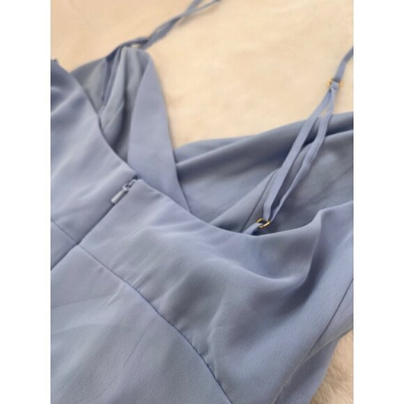 New LOVELY Women's Size 4-R ADJUSTABLE STRAP WRAP BODICE MAXI DRESS IN SKY BLUE - Picture 10 of 11